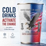 250th Anniversary Color Changing Stainless Steel Cup 16 oz Patriotic Eagle Drinkware